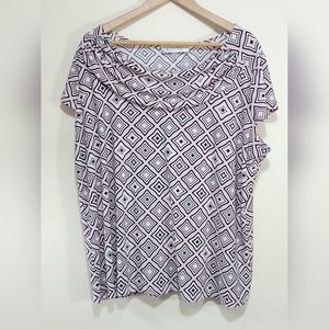 2x Womens Plus Size Kasper Print Cap Sleeve Top Sz 2x Like New T538